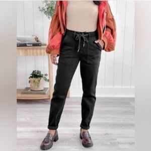 JUDY BLUE Black Jogger Pants with Tie Waist